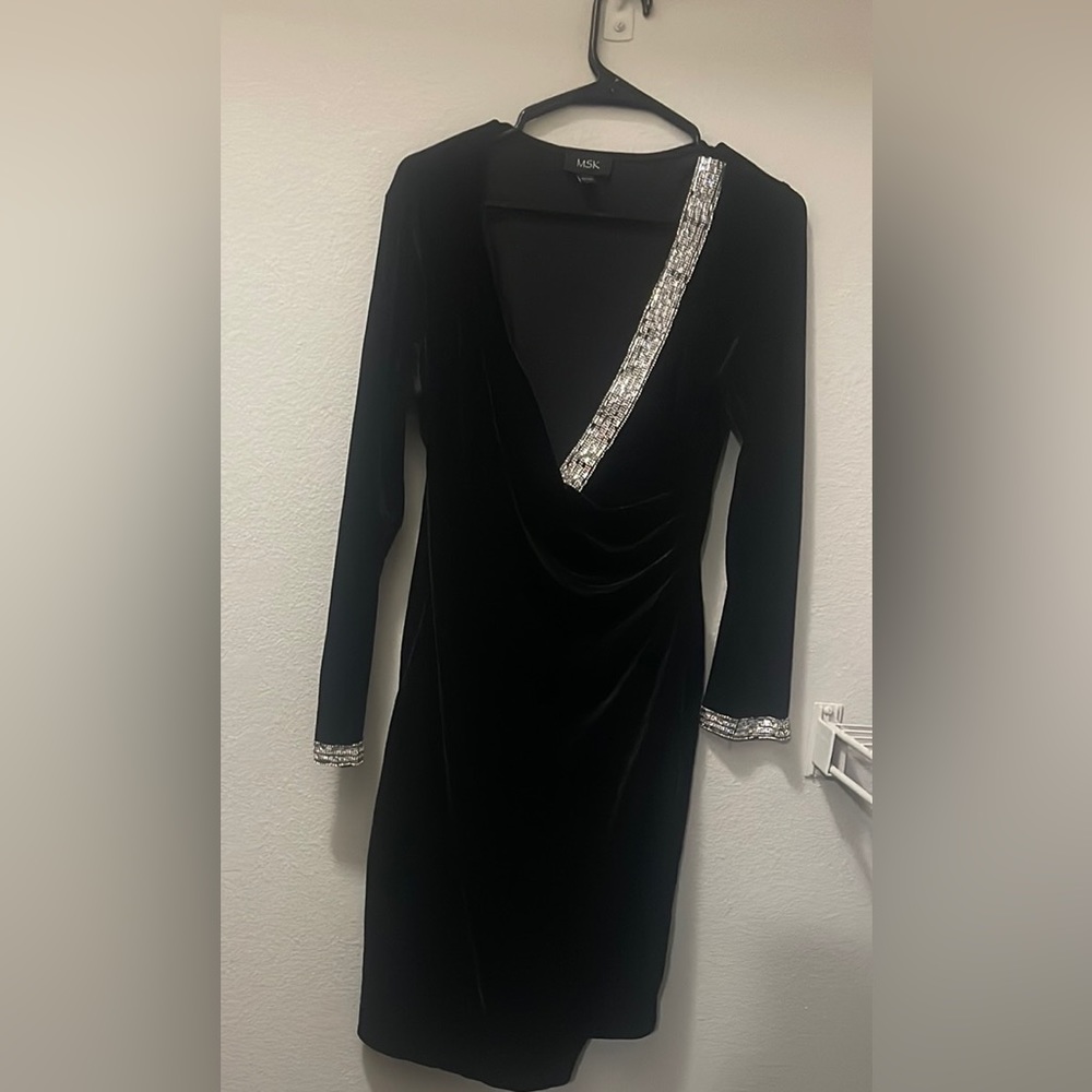Black velvet dress with diamonds